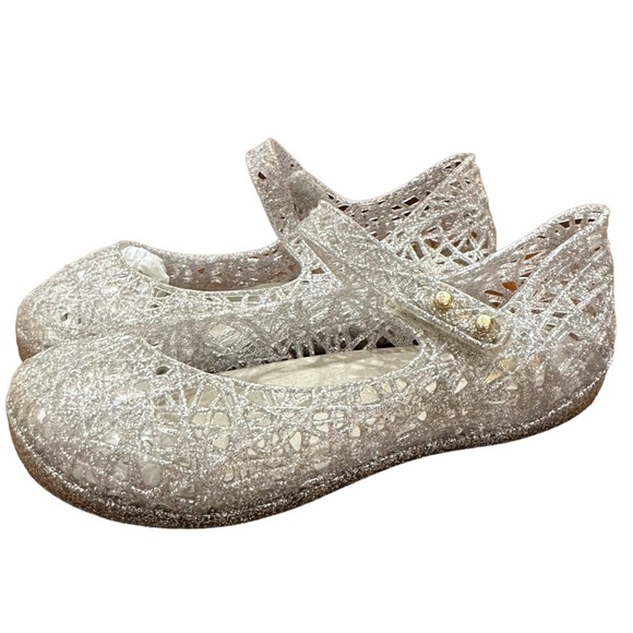 Mini Melissa Shoes Mini Melissa Campana Papel Flats Silver Glitter